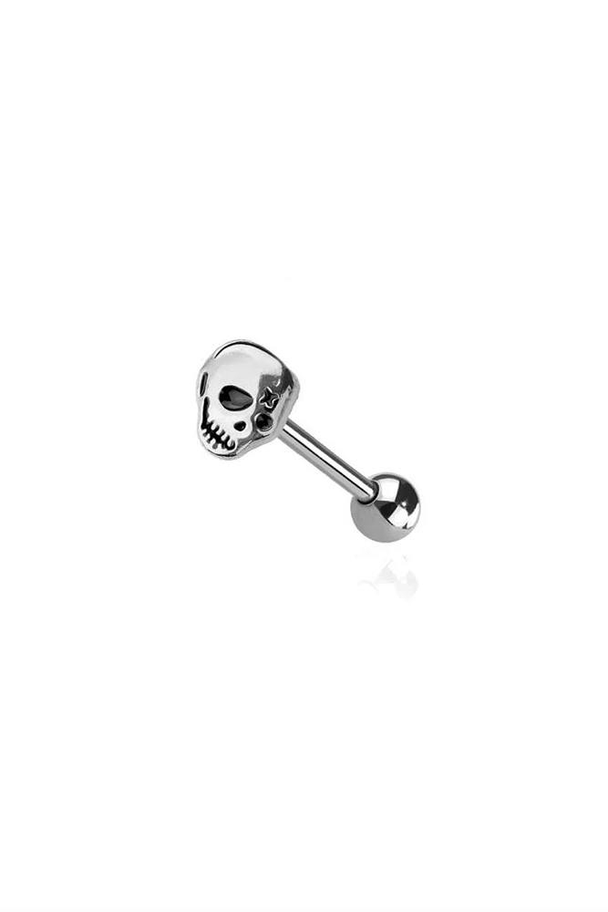 Skull Tongue Ring 14g