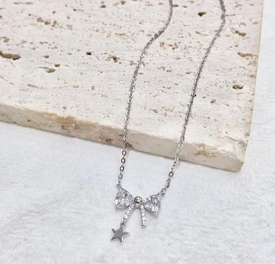 S925 Necklace/Bow Silver Necklace