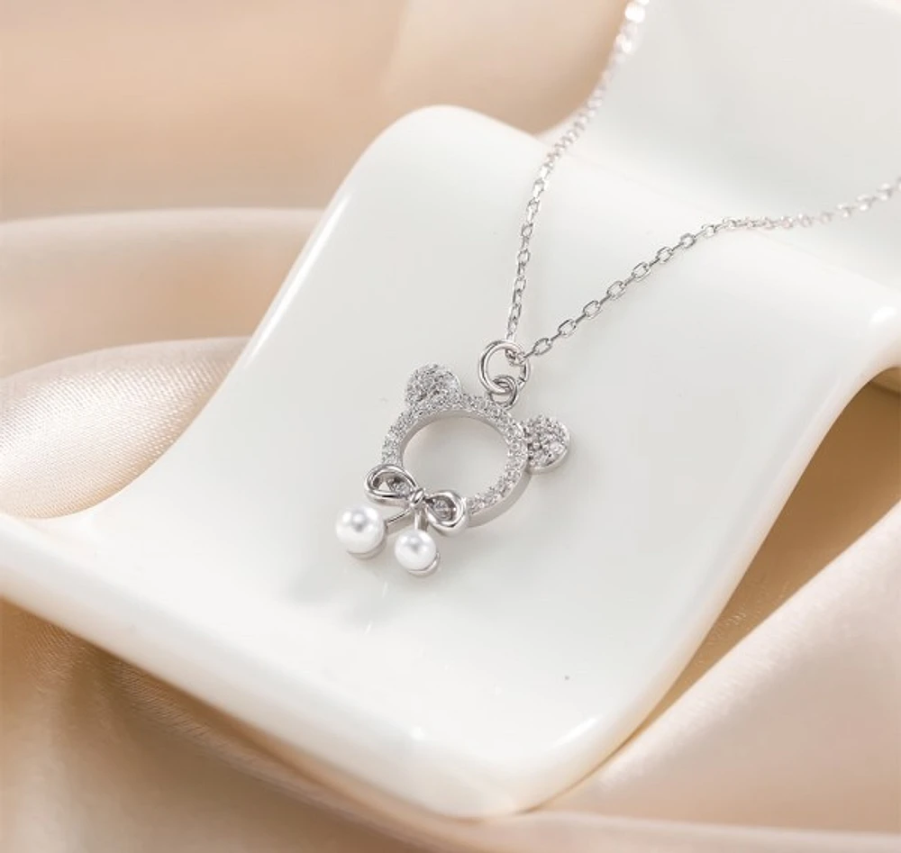 S925 Necklace/bear silver necklace