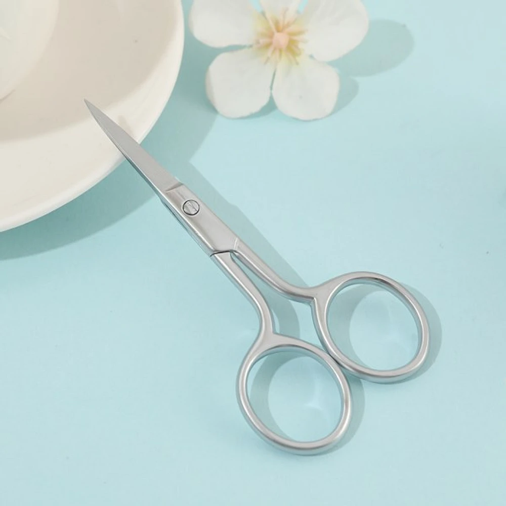 Silver Curved Tip Beauty Scissors – Stylish, Sharp, and Durable with Handy Design for Safe Precision