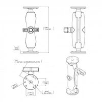 RAM Double Ball Mount with Two Round Plates - C Size - Medium Arm