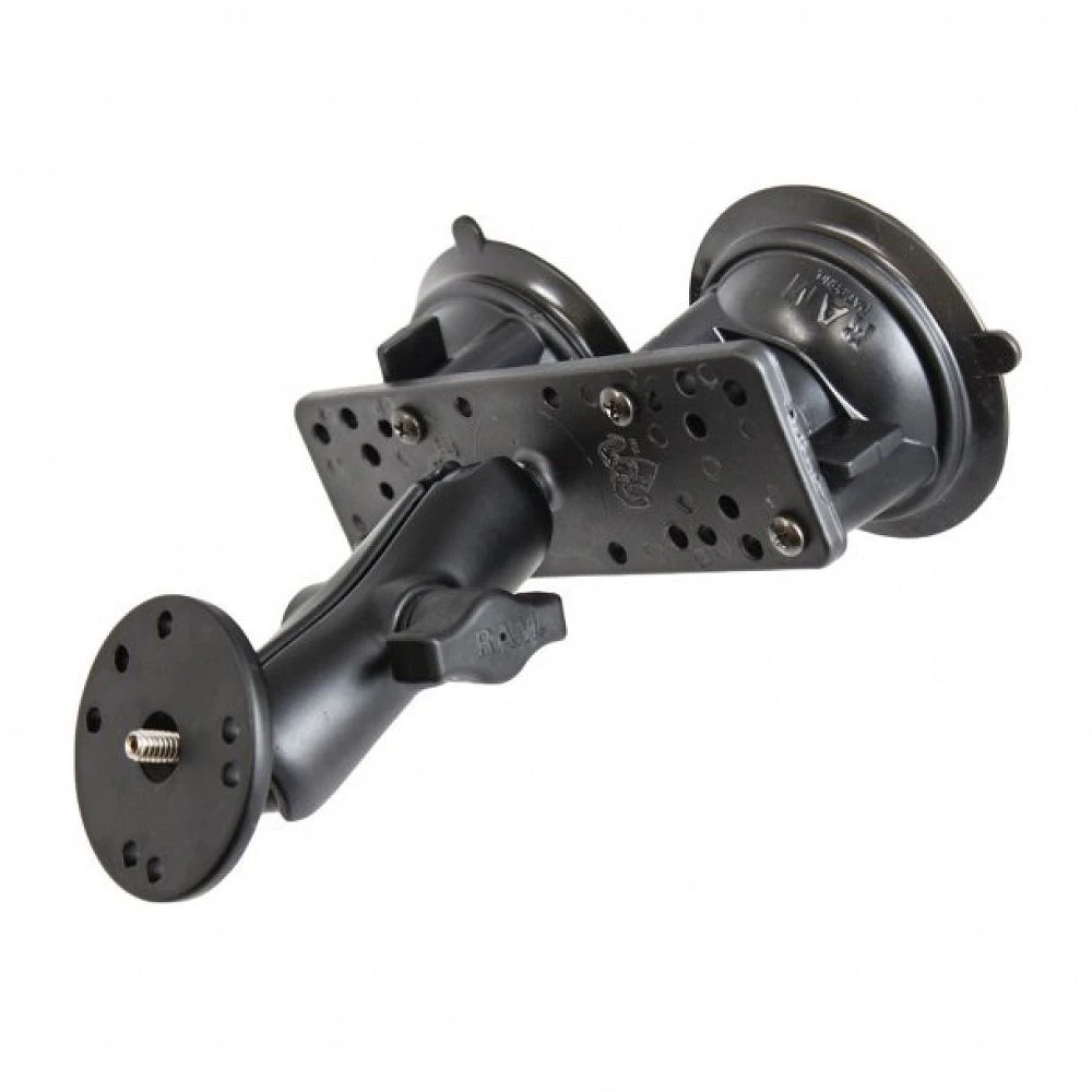 RAM Twist-Lock Dual Suction Mount with 14-20 Male Threaded Adapter - B Size - Medium Arm