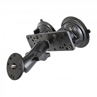 RAM Twist-Lock Dual Suction Mount with 14-20 Male Threaded Adapter - B Size - Medium Arm