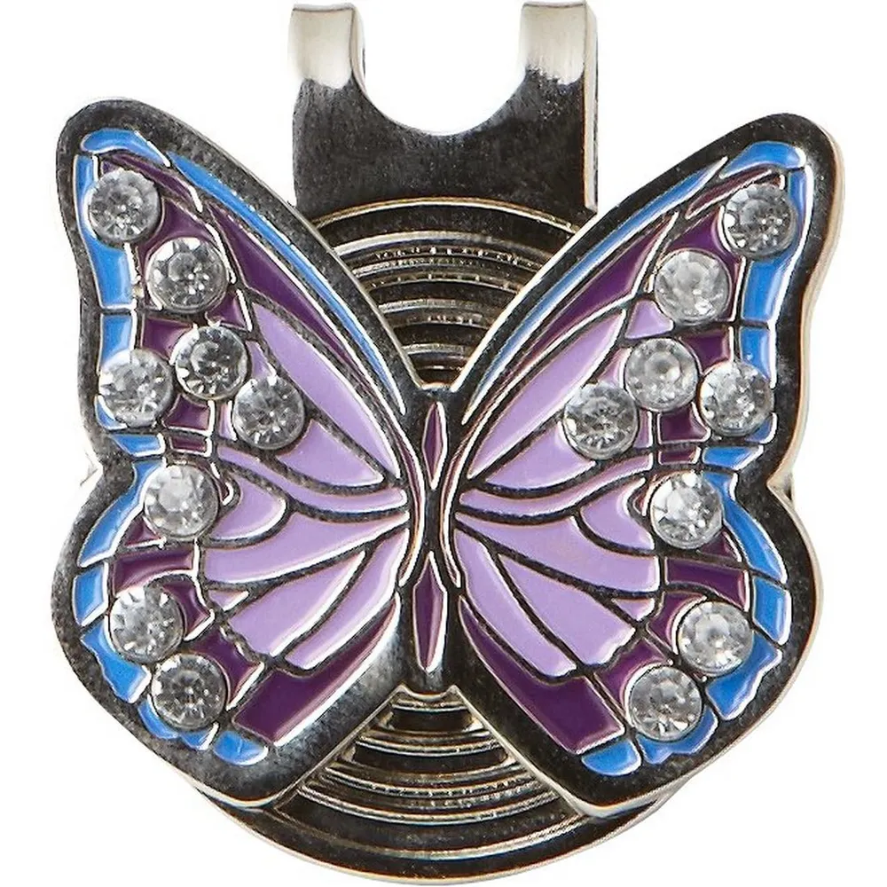 Purple Butterfly crystal ball marker with cap clip