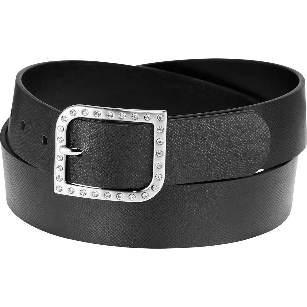 Women's Rhinestone Buckle with Reptile Grain Strap Belt