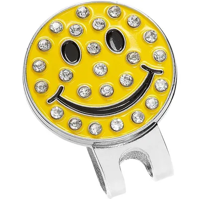 Rhinestone Happy Face Ball Marker with Hat Clip