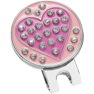 Rhinestone Heart Ball Marker with Hat Clip