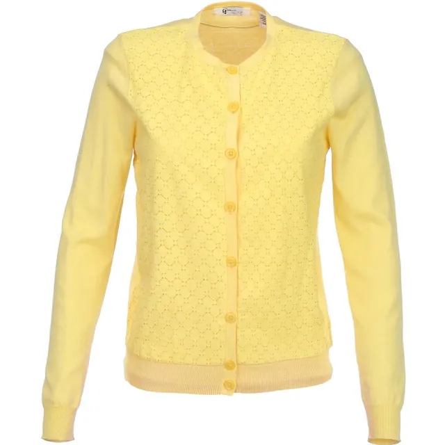 Pointelle-knit Cardigan with Peter Pan Collar - Cream - Ladies