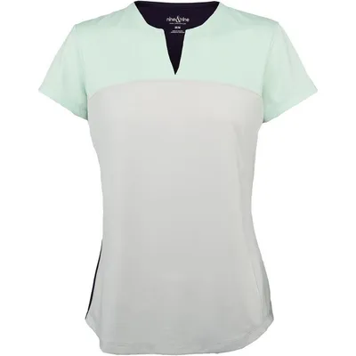 Women's Colourblock Notch Neck Short Sleeve Mock