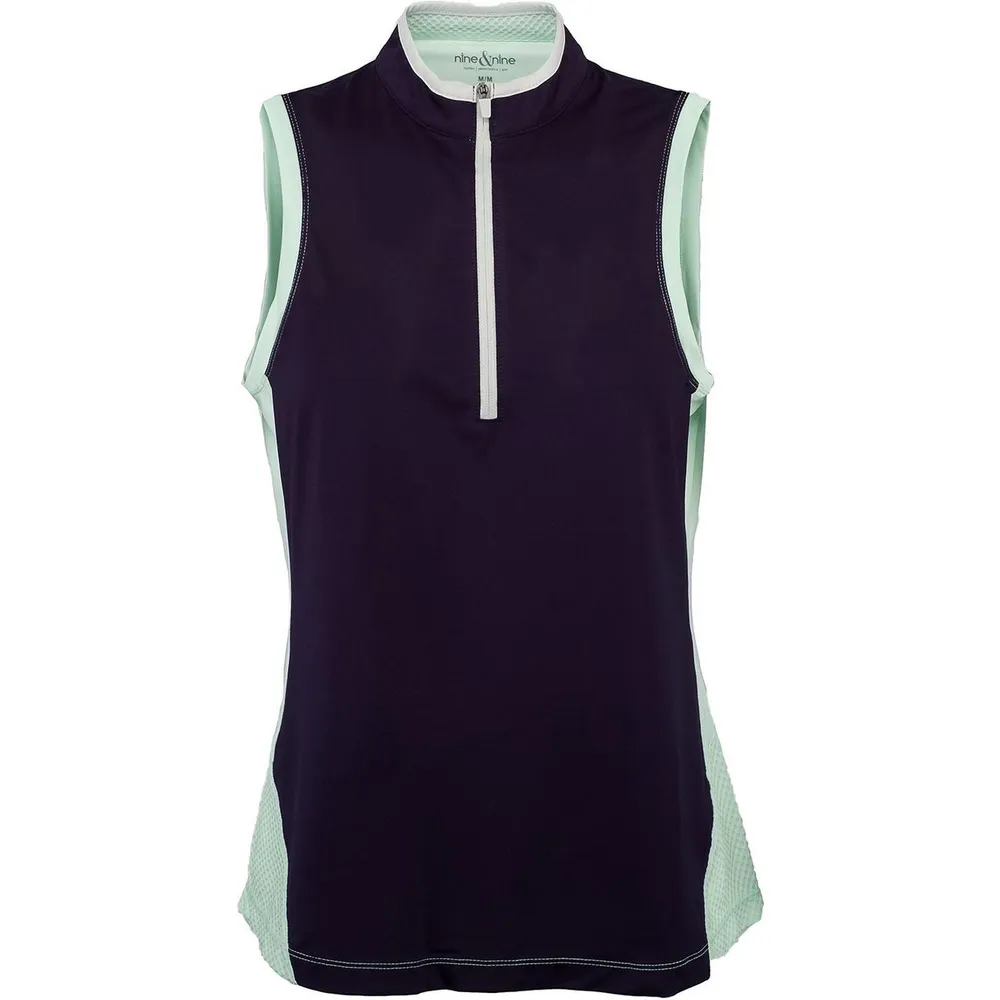 Women's Colourblock Zip Sleeveless Mock