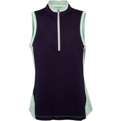 Women's Colourblock Zip Sleeveless Mock