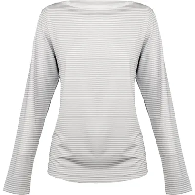 Women's Stripe Long Sleeve Boat Neck Top