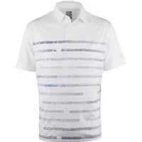 Men's Stretch Textured Linear Printed Short Sleeve Polo