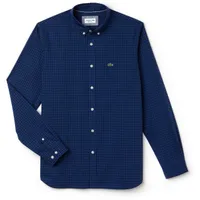 Men's Regular Fit Mini Check Cotton Poplin Long Sleeve Shirt