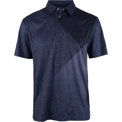 Men's Asymmetrical Cross-Stripe Heathered Short Sleeve Polo