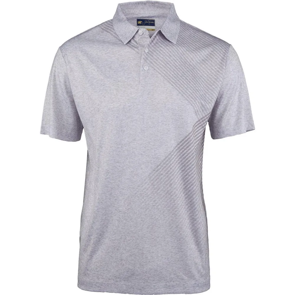 Men's Asymmetrical Cross-Stripe Heathered Short Sleeve Polo