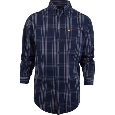 Men's Plaid Long Sleeve Button-Down Long Sleeve Shirt