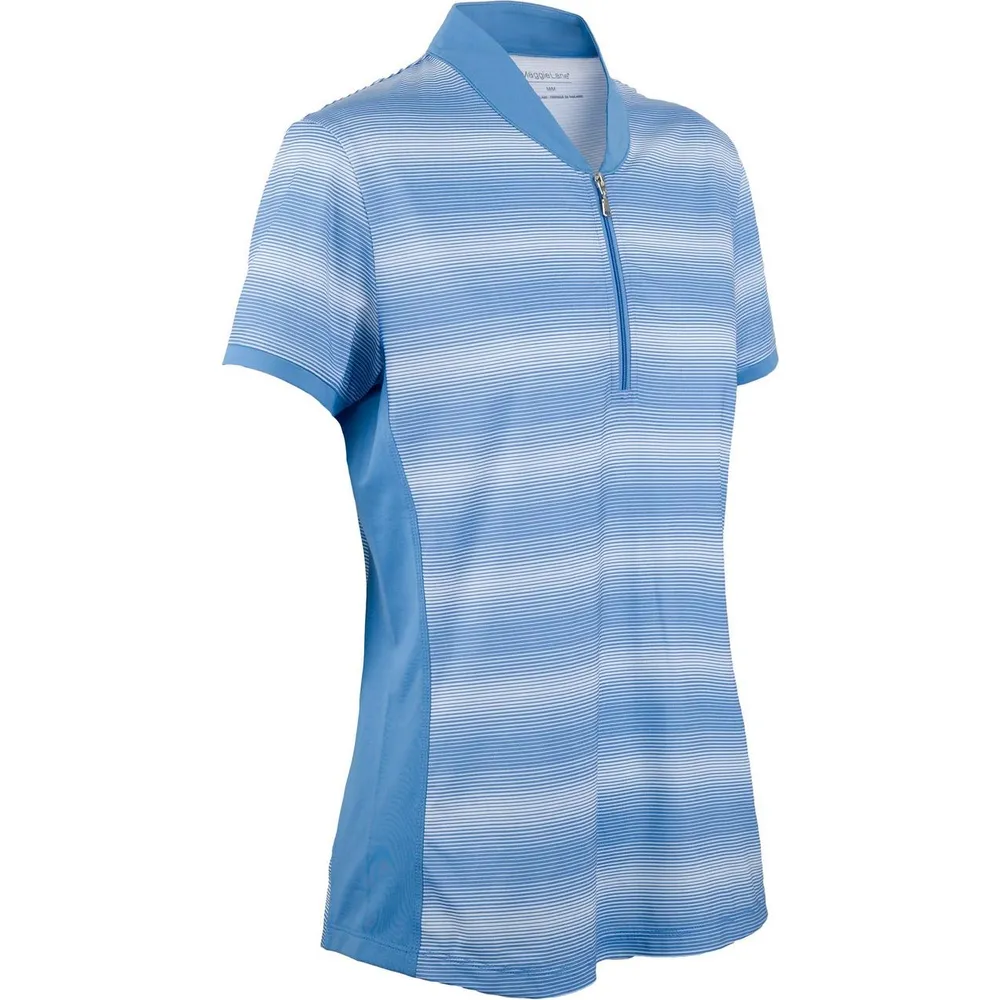 Women's Short Sleeve Stripe Shawl Collar Polo