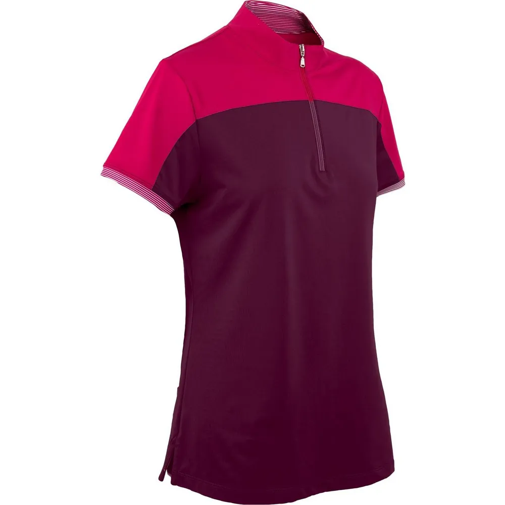 Women's Short Sleeve Solid Shoulder Polo