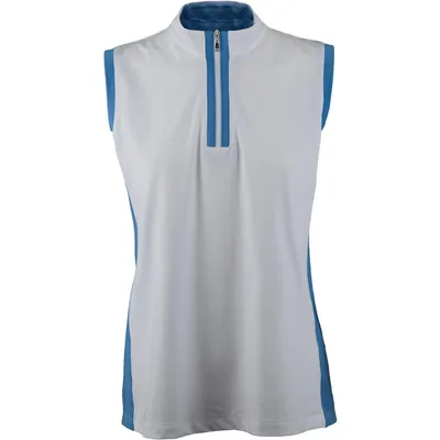 Women's Sleeveless Solid Mock Neck Polo