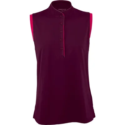 Women's Sleeveless Solid Snap Placket Polo