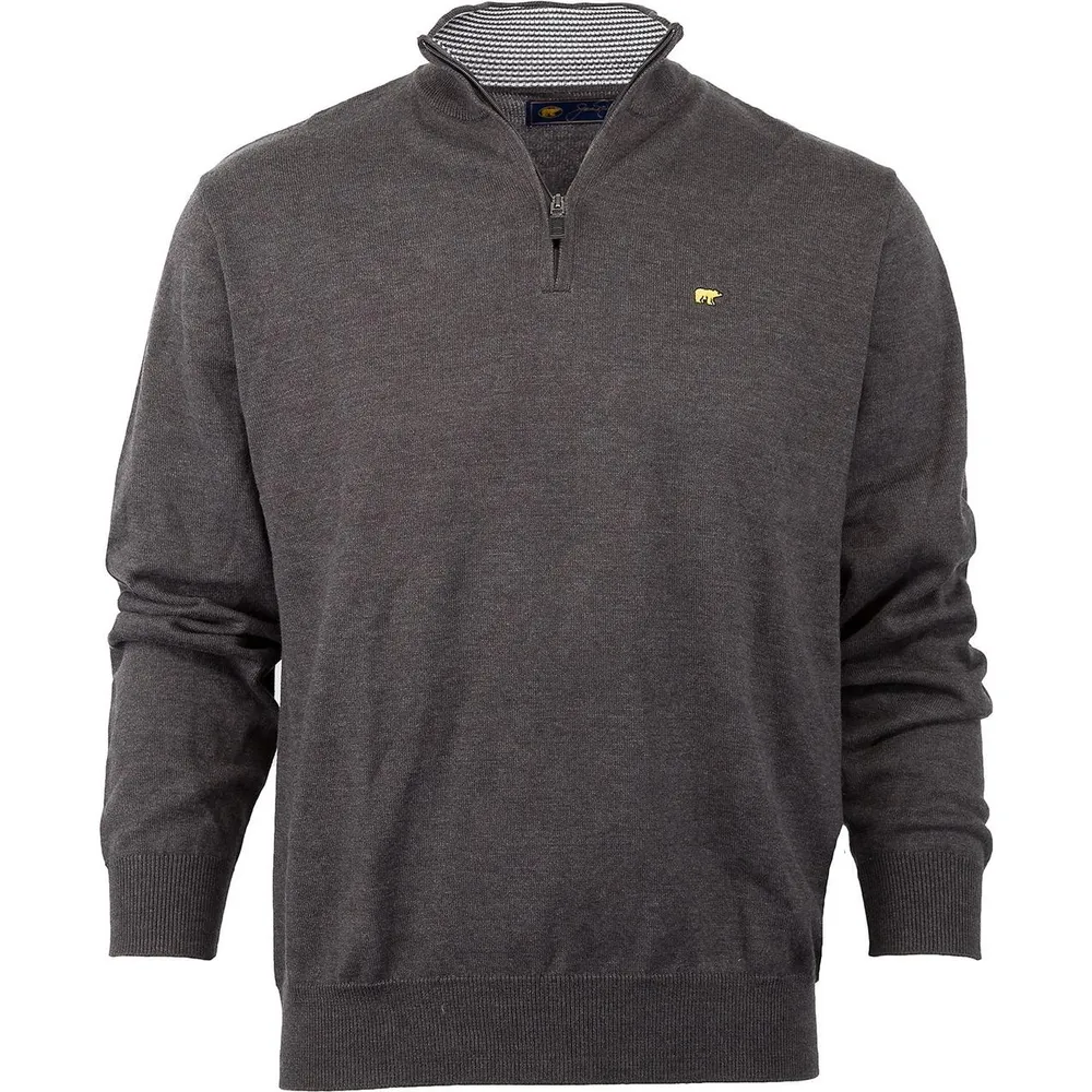 Men's Textured Solid Long Sleeve 1/4 Zip Sweater