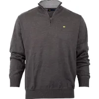 Men's Textured Solid Long Sleeve 1/4 Zip Sweater