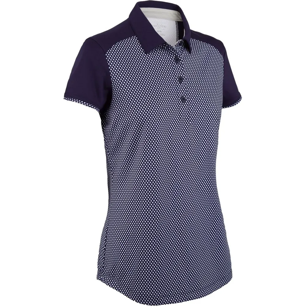 Womens Short Sleeve Microdot Print Polo