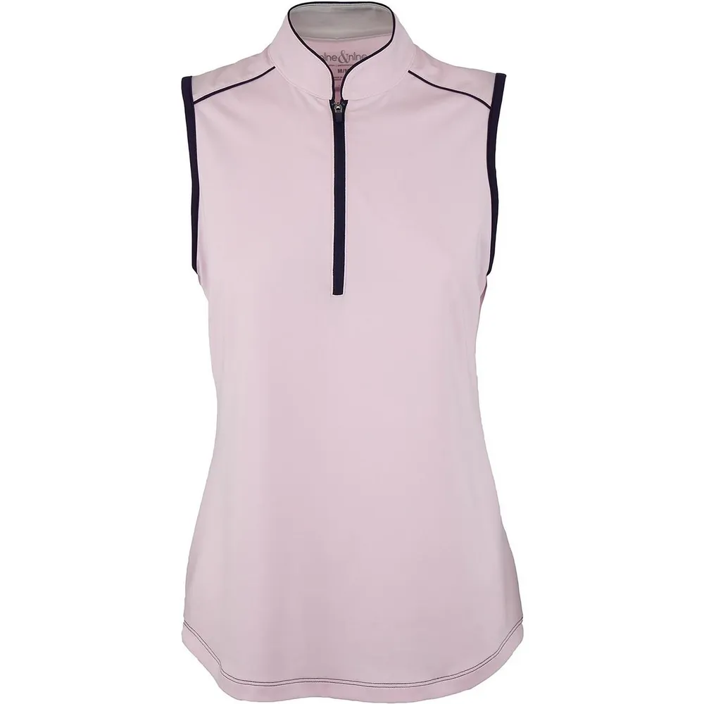 Womens Sleeveless Solid Mock Neck Top