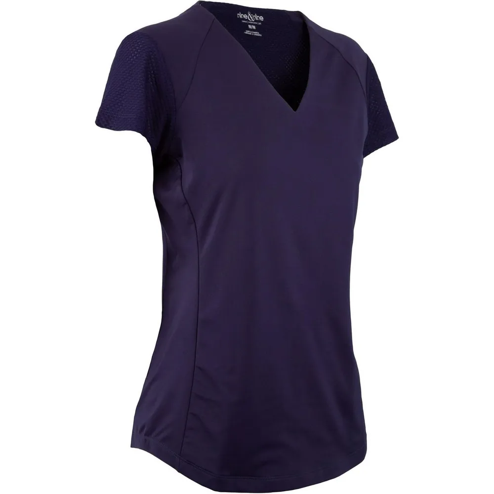 Womens Short Sleeve No Collar Top