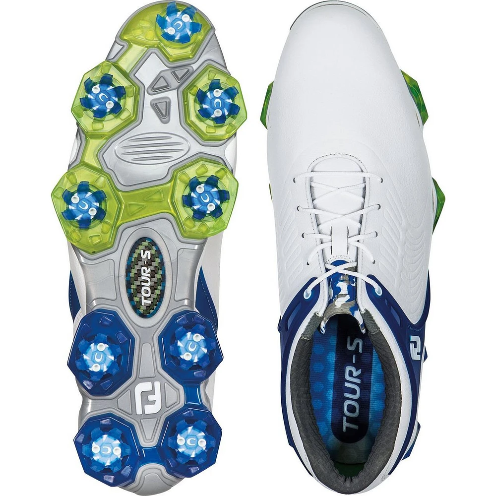 Mens Tour S Spiked Golf Shoe - WHT/BLU