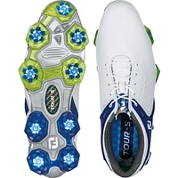Mens Tour S Spiked Golf Shoe - WHT/BLU