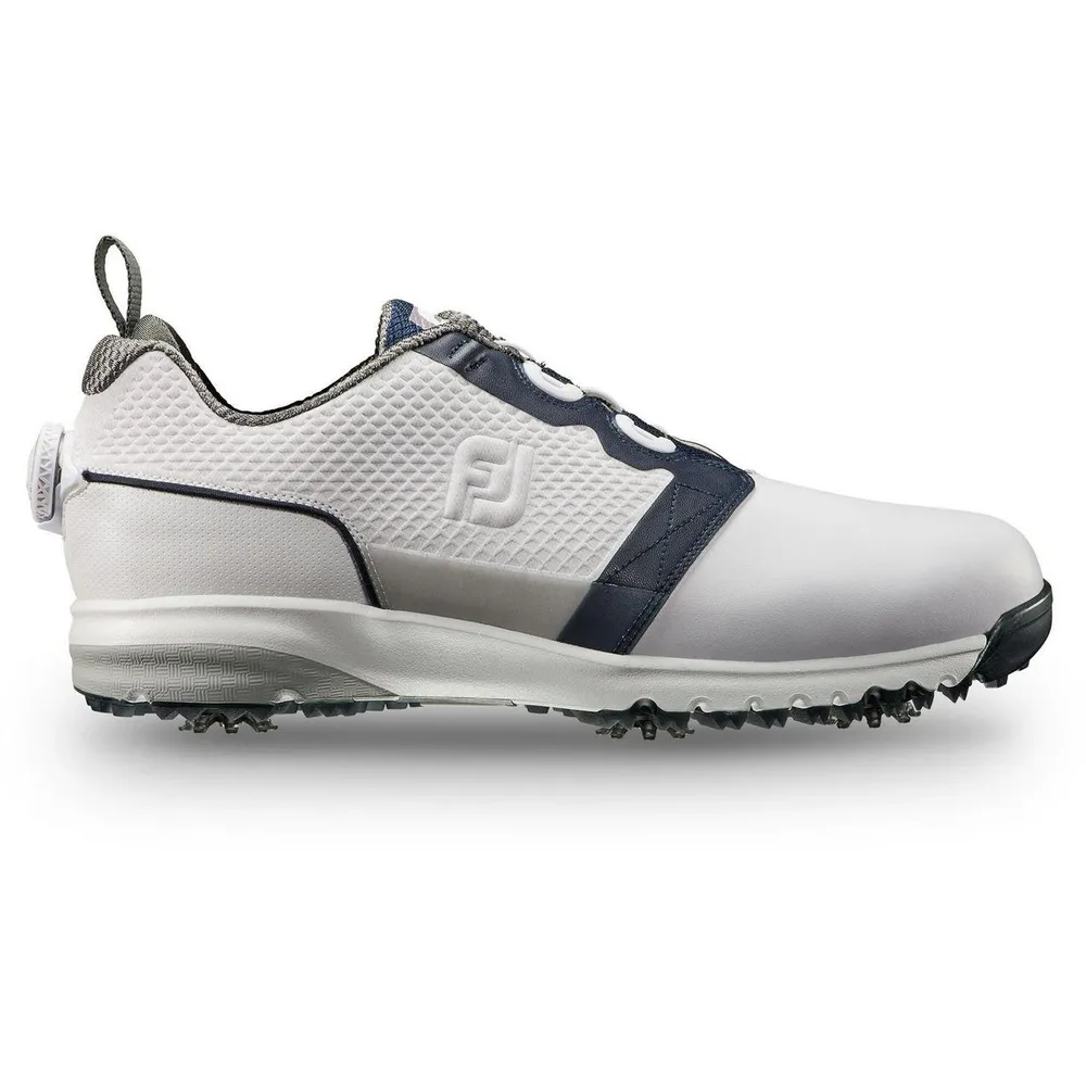 Mens Contour Fit Boa Spiked Golf Shoe - WHT/NVY