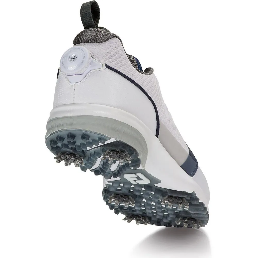 Mens Contour Fit Boa Spiked Golf Shoe - WHT/NVY