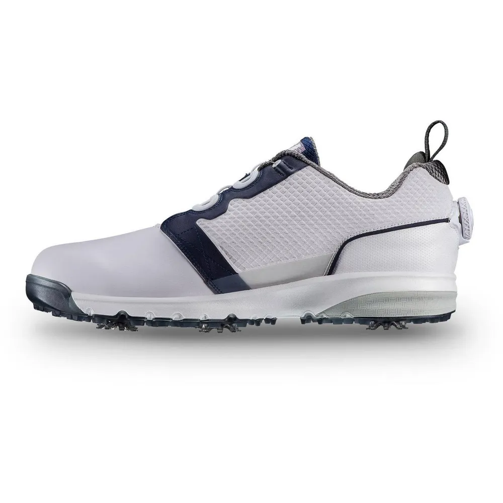 Mens Contour Fit Boa Spiked Golf Shoe - WHT/NVY