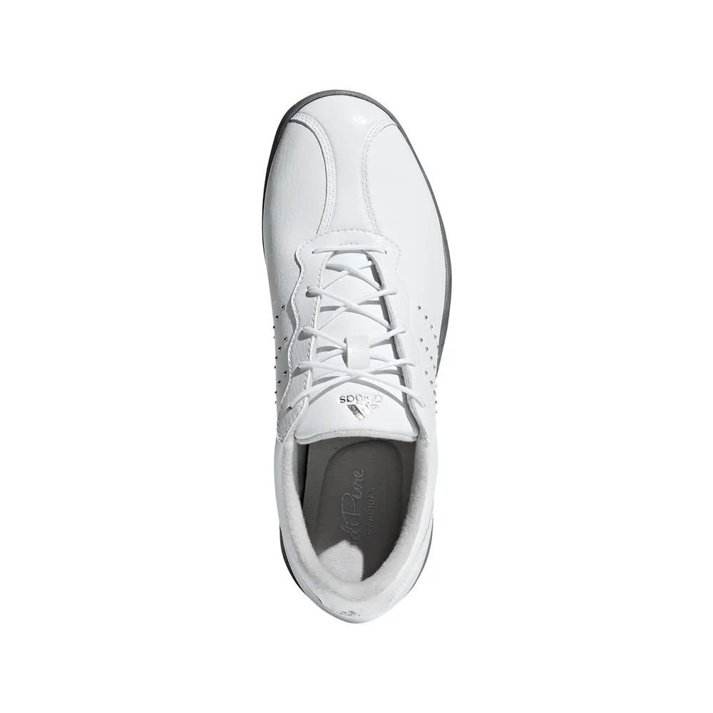 Women's Adipure Tour Spiked Golf Shoe - WHT/SIL