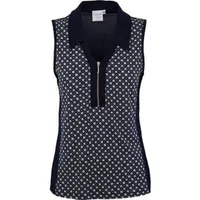 Women's Sleeveless Print Colour Block Polo