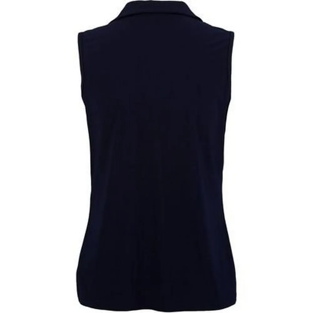 Women's Sleeveless Print Colour Block Polo