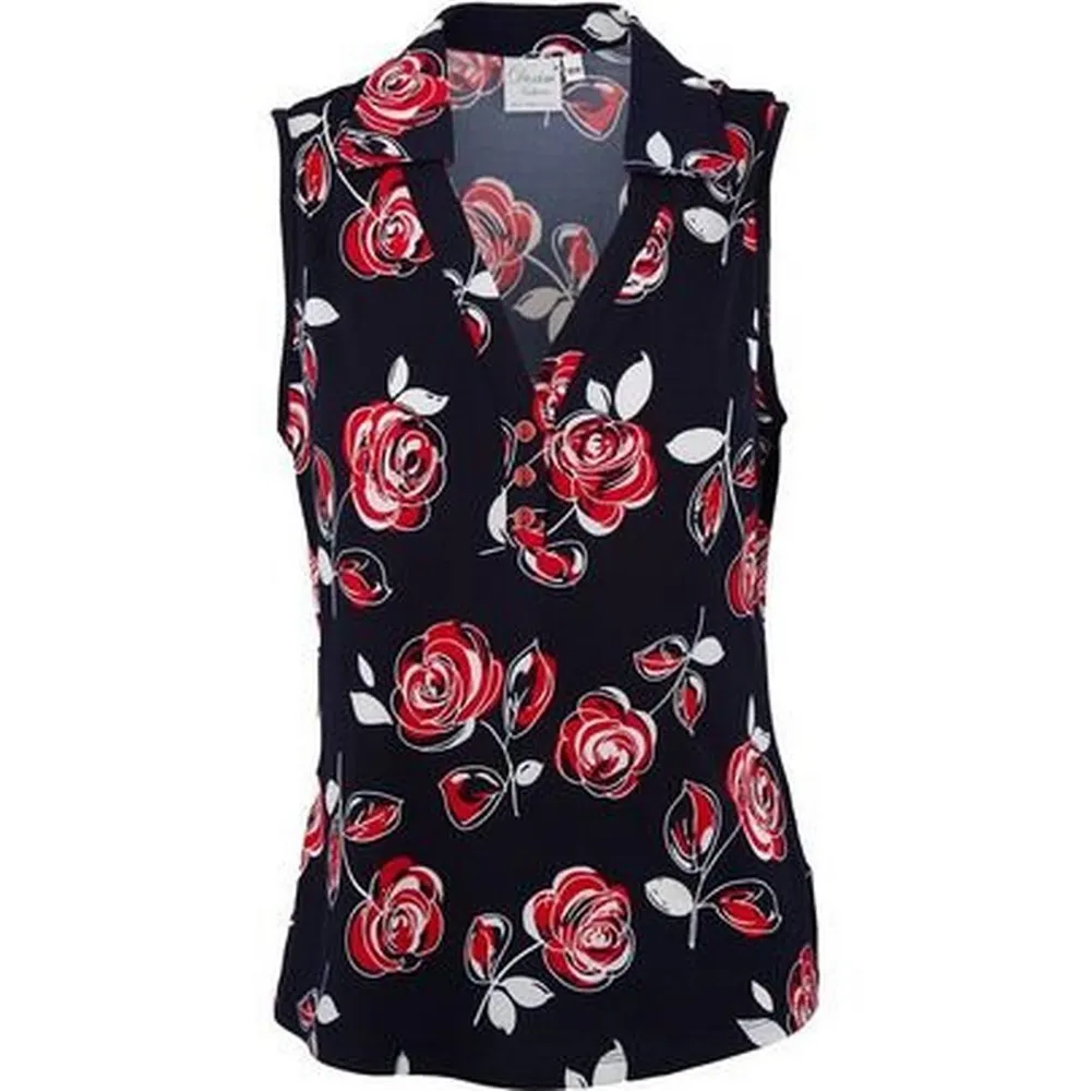 Women's Sleeveless Print Polo