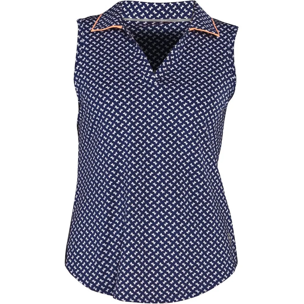 Women's Johnny Collar Sleeveless Polo