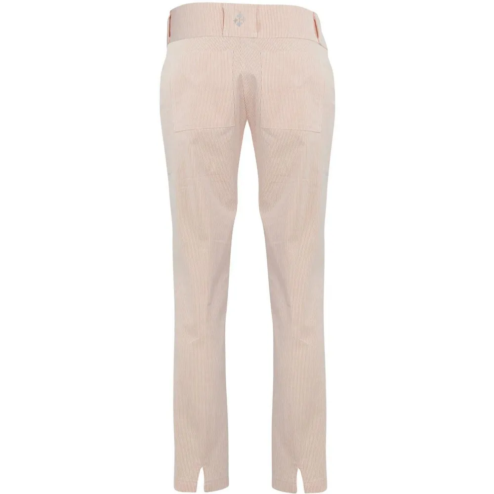 Women's Belted Seersucker Cropped Pant