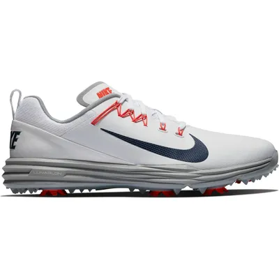 Men's Lunar Command 2 Spiked Golf Shoe - WHT/NVY/ORG