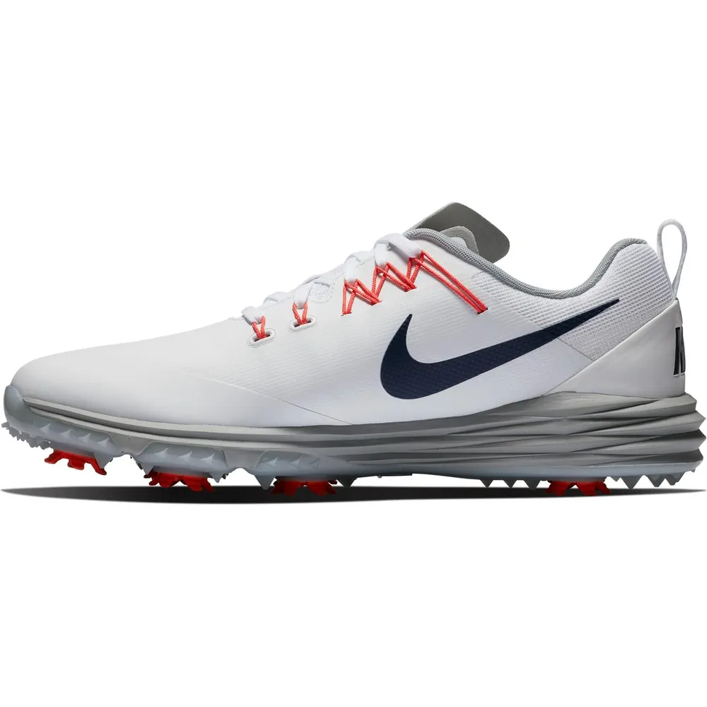 Men's Lunar Command 2 Spiked Golf Shoe - WHT/NVY/ORG