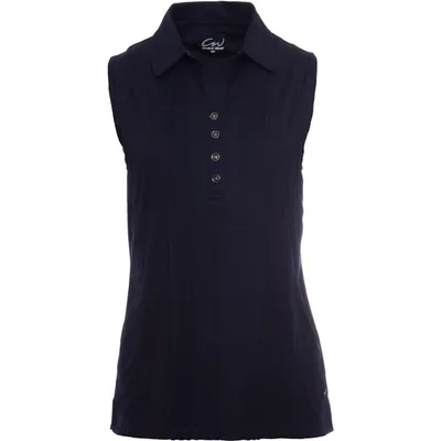 Women's Fanny Pintuck Sleeveless Polo