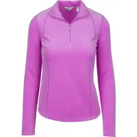 Women's Quarter Zip Plush Pique Velour Long Sleeve Pullover