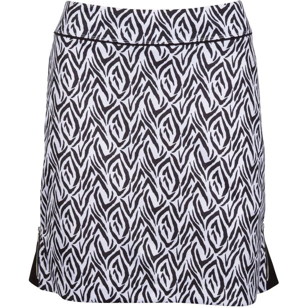 Women's Empire Tiger Print Zipper Vents Knit Skort