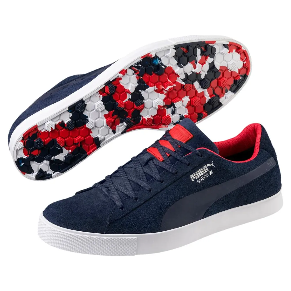 Men's Suede G Ryder US Spikeless Golf Shoe - Navy/Red/White