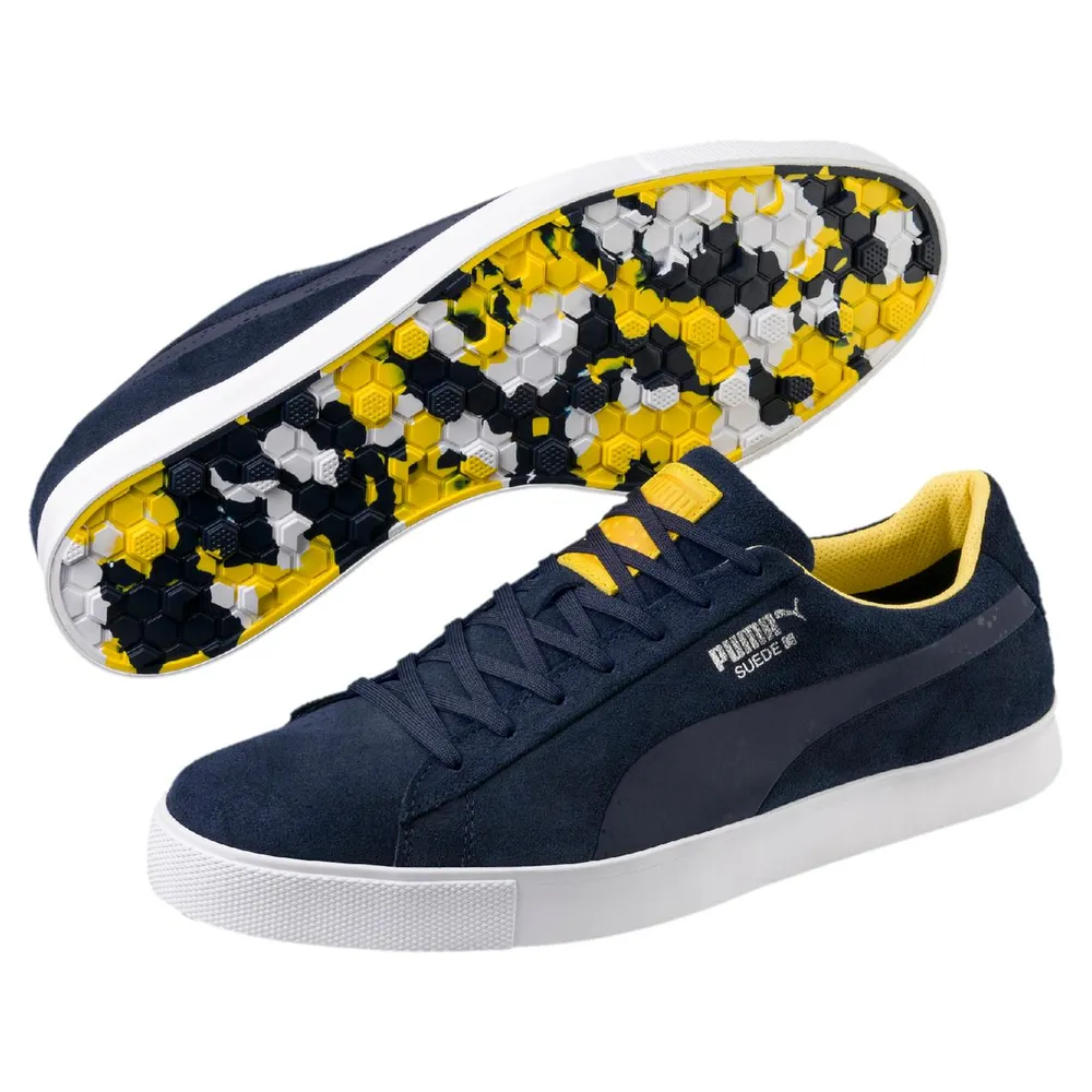 Men's Suede G Ryder EU Spikeless Golf Shoe - Navy/Yellow/White