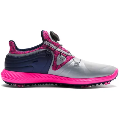 Women's Ignite Tour Disc Spiked Golf Shoe - Light Grey/Bright Pink/Navy/Silver