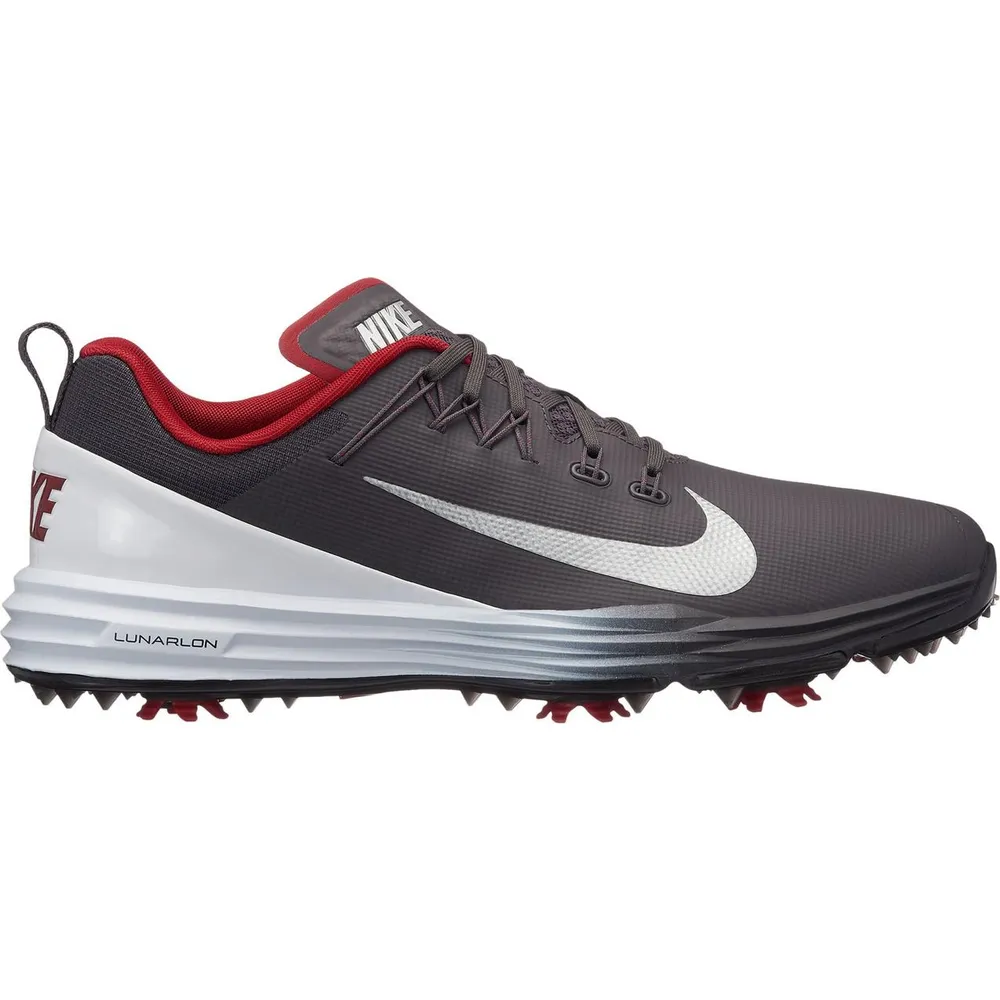 Men's Lunar Command 2 Spiked Golf Shoe - Dark Grey,White,Silver,Red